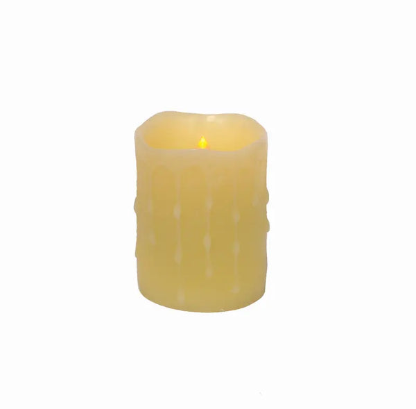 LED Wax Dripping Pillar Candle (Set of 4) 3"Dx4"H Wax/Plastic - 2 C Batteries Not Included Melrose Intl.
