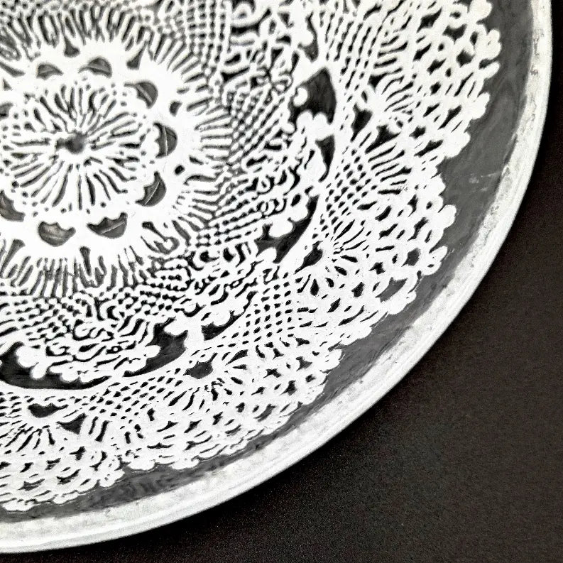 LILLE 7" Glass Salad Bowl Clear/White Red Pomegranate Collection