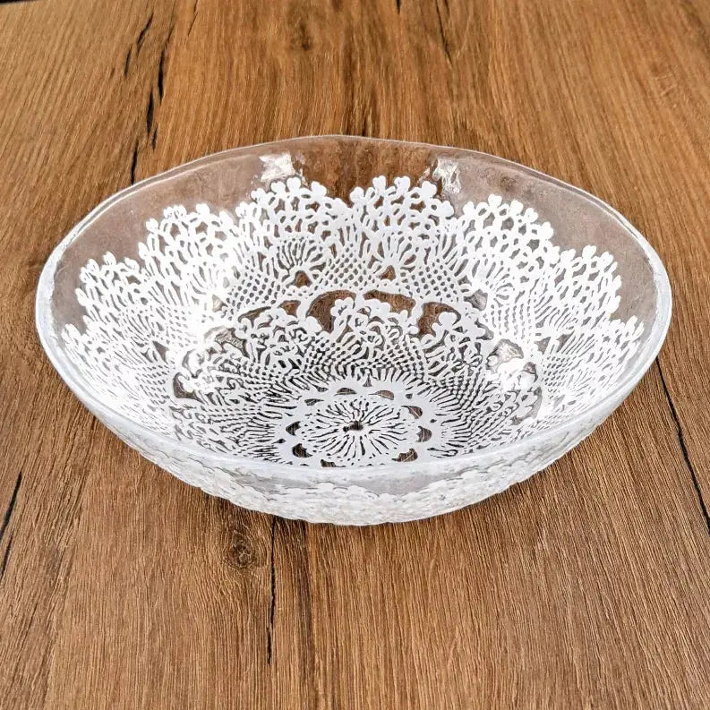 LILLE Glass Dinnerware Set Clear/White Red Pomegranate Collection