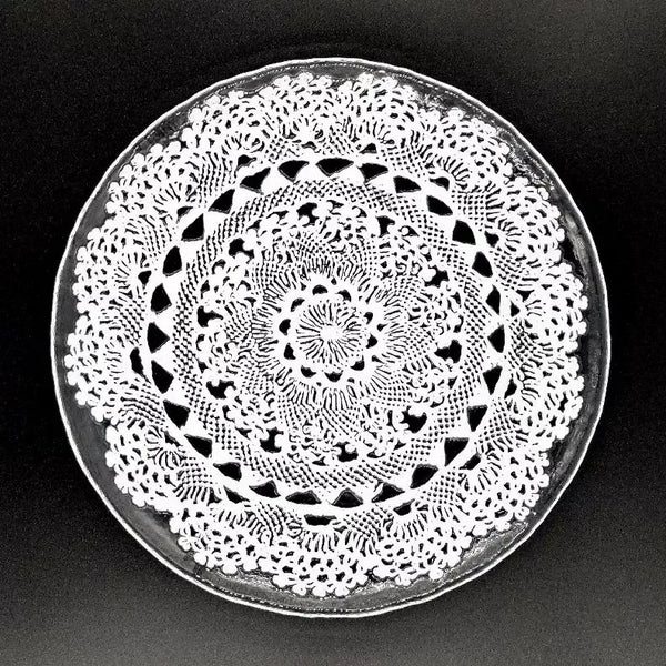 LILLE Glass Plate Clear/White Red Pomegranate Collection