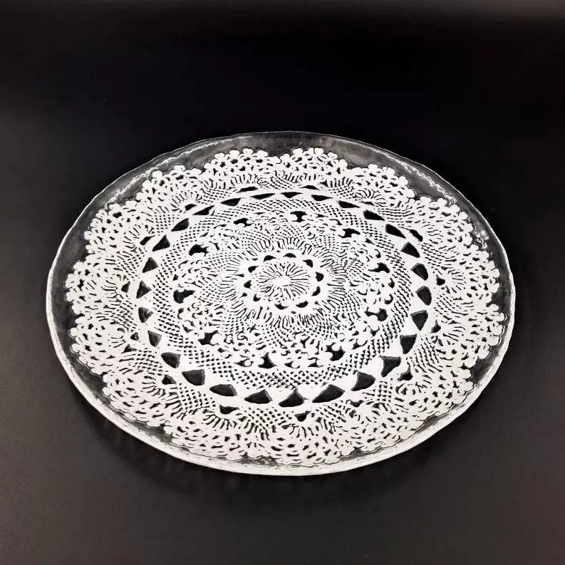 LILLE Glass Plate Clear/White Red Pomegranate Collection