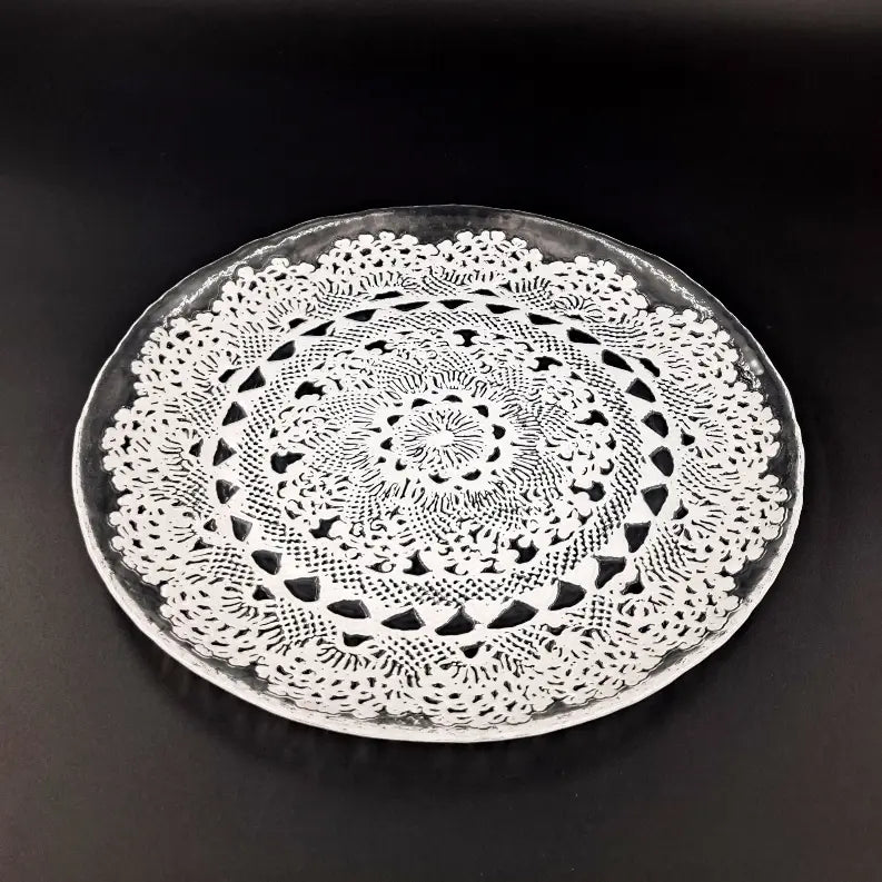 LILLE Glass Plate Clear/White Red Pomegranate Collection