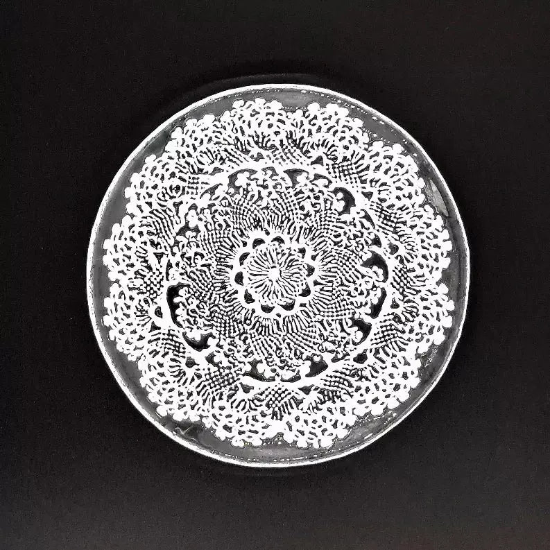LILLE Glass Plate Clear/White Red Pomegranate Collection