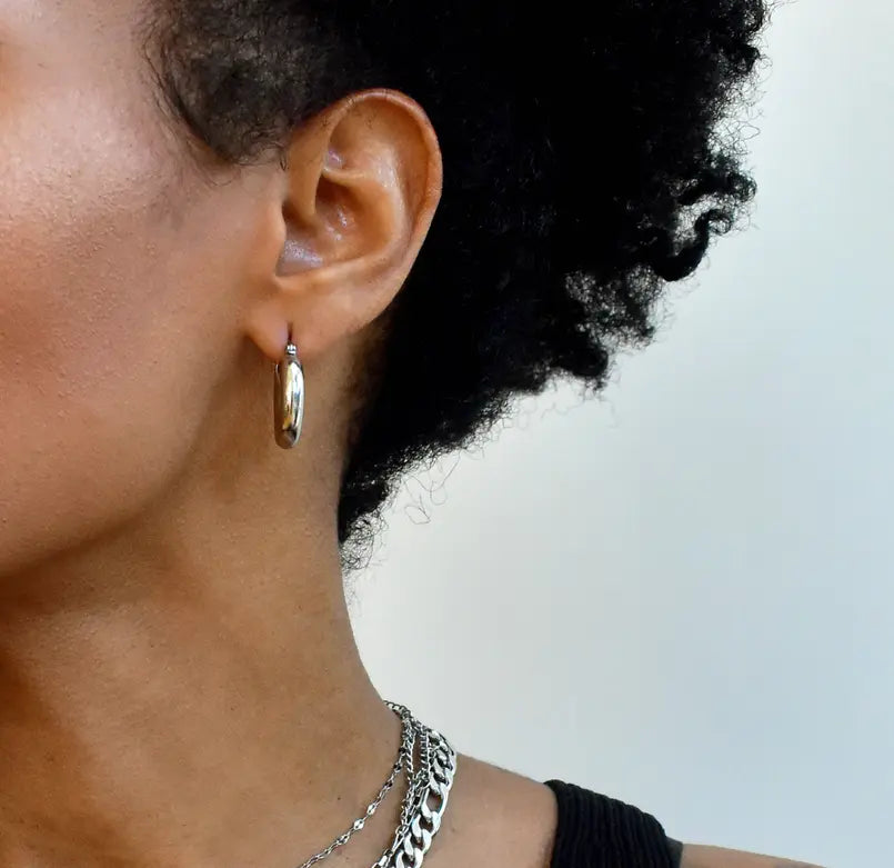 LUCY SMALL SILVER CHUNKY HOOP EARRINGS Mai Desiree