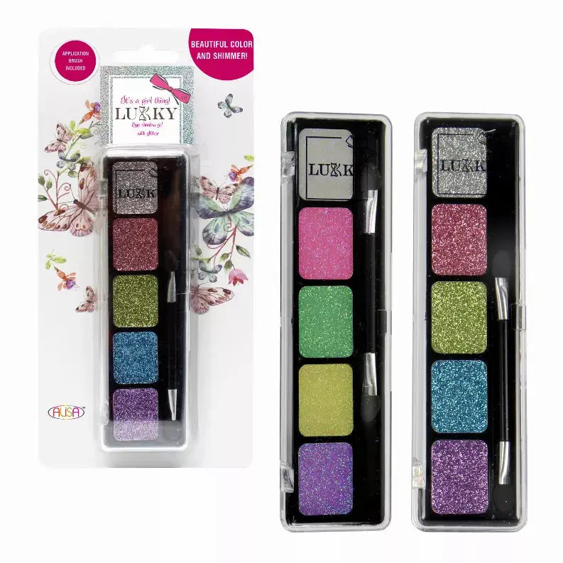 LUKKY Eye shadow cream with glitter, with applicator brush, 6 colors, x 0.21oz - assortment of 12 pieces Alisa Toys, Inc