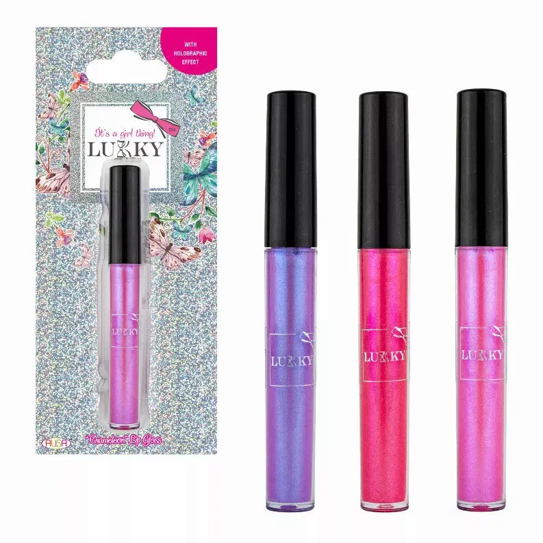 LUKKY Lip Gloss holographic effect, 0.1 fl.oz., black currant flavor, assortment of 12 pieces Alisa Toys, Inc