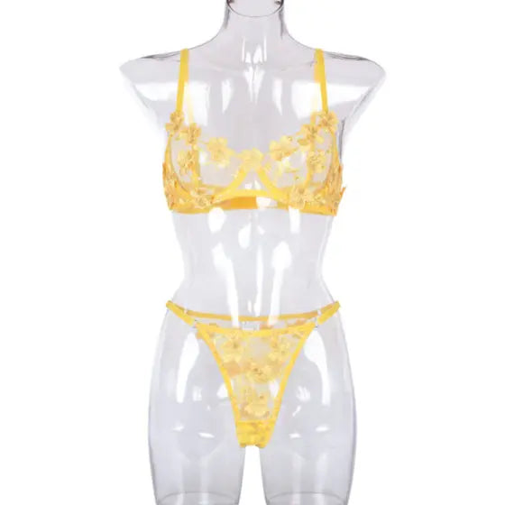 La Belle Fantastique Daisy Embroidery Sexy Lingerie (2 Piece Set) La Belle Fantastique