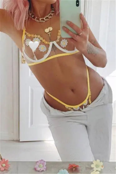 La Belle Fantastique Daisy Embroidery Sexy Lingerie (2 Piece Set) La Belle Fantastique
