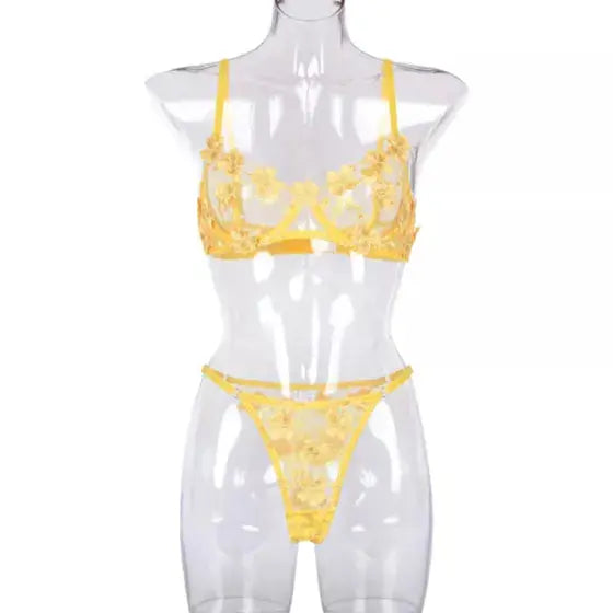 La Belle Fantastique Daisy Embroidery Sexy Lingerie (2 Piece Set) La Belle Fantastique