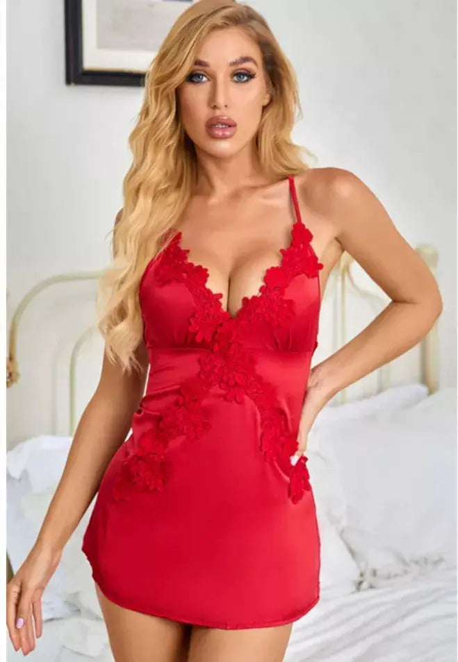 La Belle Fantastique Sexy embroidery back split night dress with G-Strings La Belle Fantastique