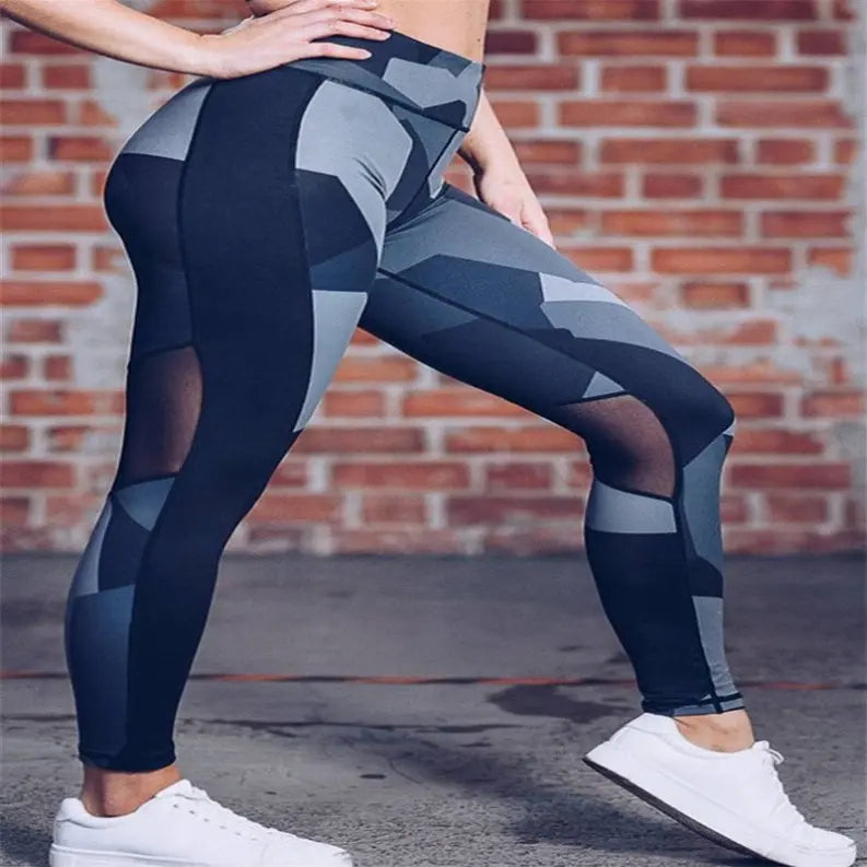 La Belle Fantastique - Splice Geometric Printed Slim Yoga Pants Leggings La Belle Fantastique