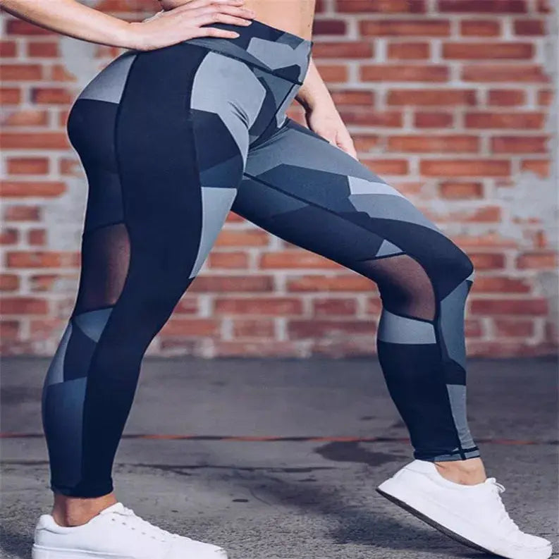 La Belle Fantastique - splice geometric printed slim yoga pants leggings La Belle Fantastique