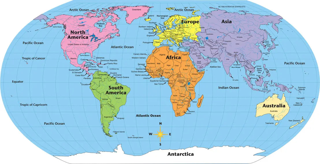 Labeled World- Practice Maps Creative Shapes