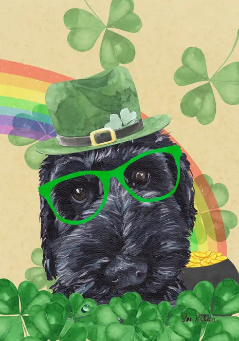 Labradoodle Black - Hippie Hound Studios Saint Patricks Day  House and Garden Flags Best of Breed