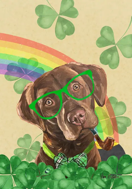 Labrador Chocolate - Hippie Hound Studios Saint Patricks Day  House and Garden Flags Best of Breed