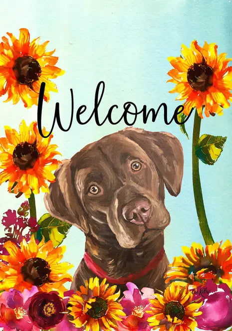 Labrador Chocolate - Hippie Hound Studios Welcome Garden Flag Best of Breed