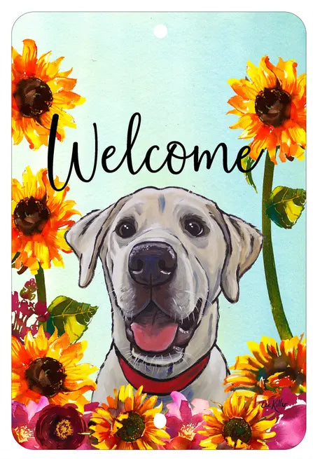 Labrador Yellow/White - HHS Welcome Indoor/Outdoor Aluminum Sign Best of Breed