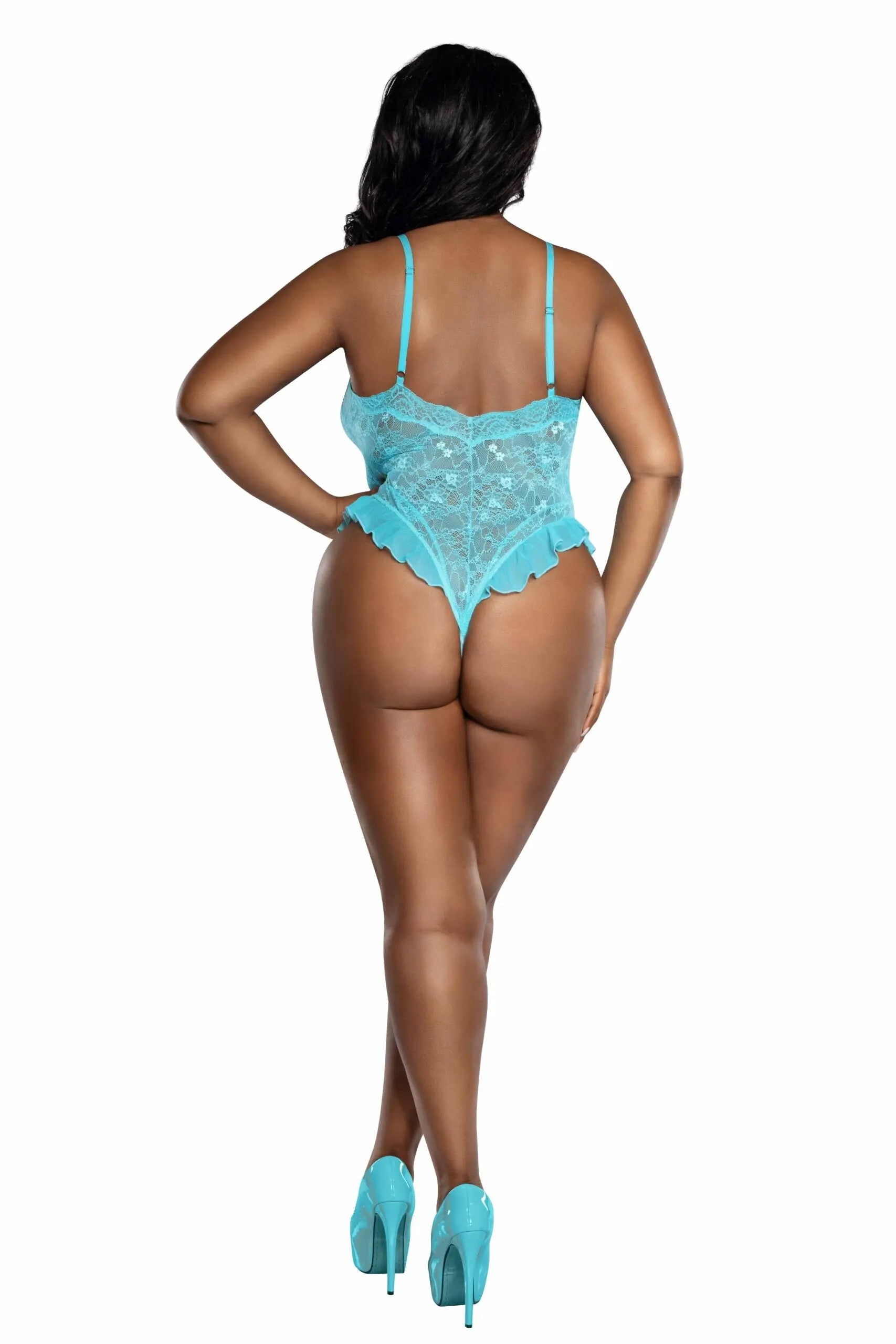 Lace Teddy W/ Ruffles Tur X Dream Girl Lingerie