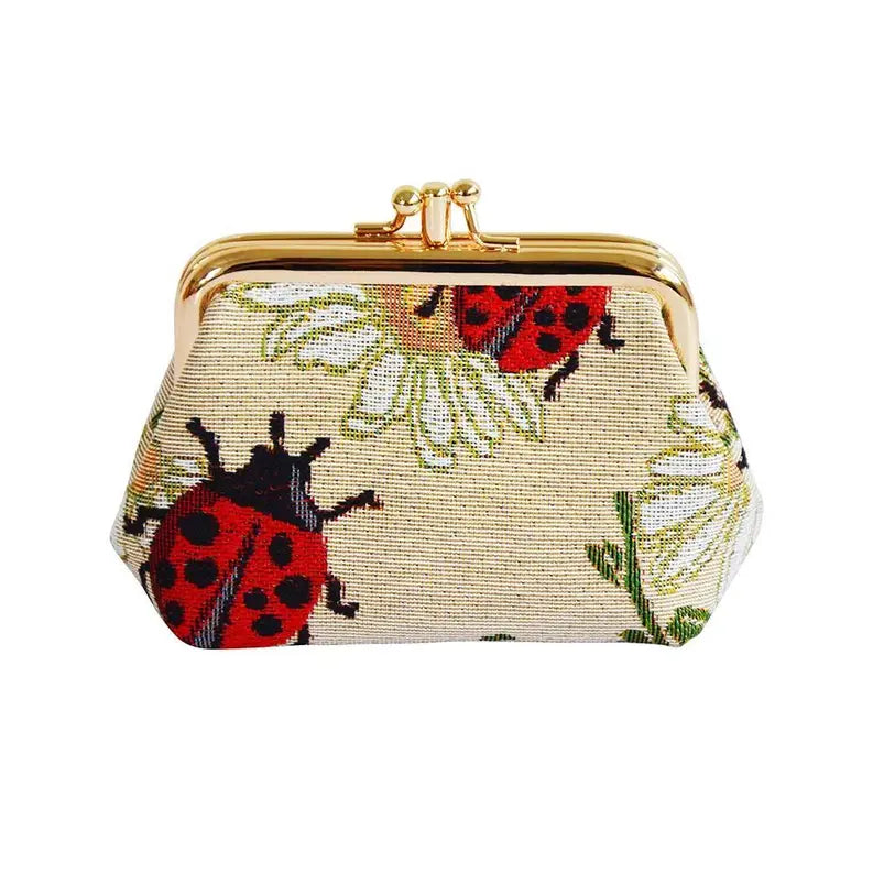 Ladybug Coin Clasp Frame Purse Wallet Signare USA