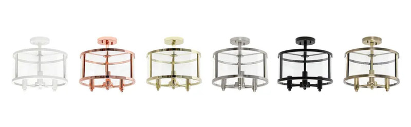 Lalia Home 3-Light 13" Industrial Farmhouse Glass and Metallic Accented Semi-flushmount All The Rages, Inc.
