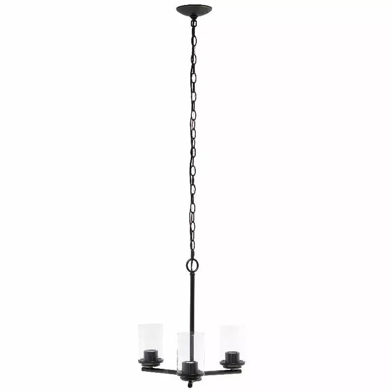 Lalia Home 3-Light 15" Classic Contemporary Clear Glass and Metal Hanging Pendant Chandelier All The Rages, Inc.