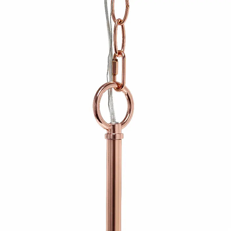 Rose gold metal pendant keychain with a sleek design and a sturdy loop for attaching to bags or keys.