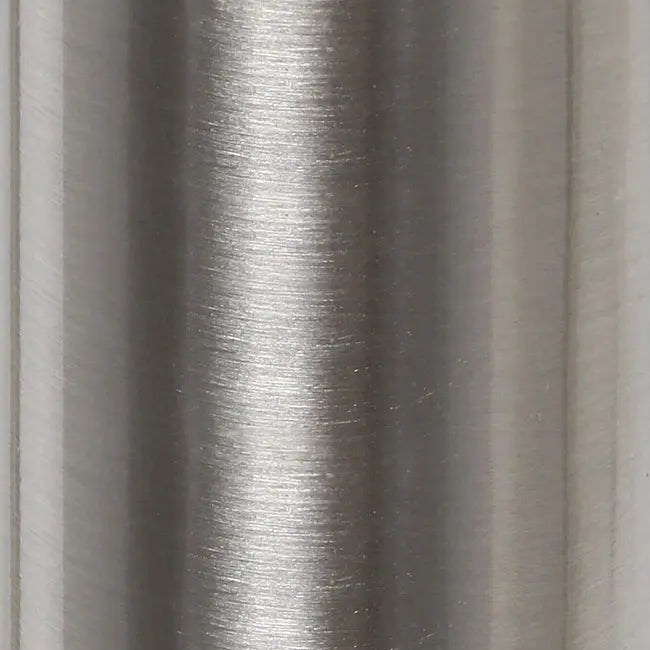 Brushed stainless steel cylindrical vase, sleek modern design, perfect for contemporary home decor.