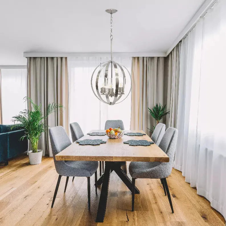 Lalia Home 3-Light 18" Adjustable Industrial Globe Hanging Metal and Clear Glass Ceiling Pendant All The Rages, Inc.