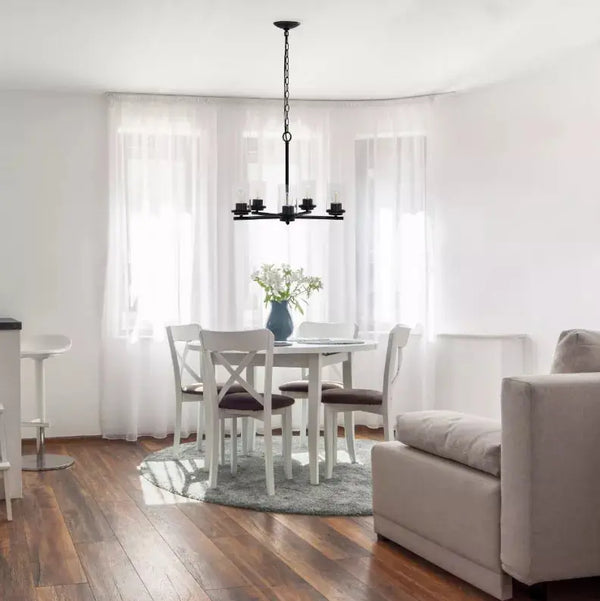 Lalia Home 5-Light 20.5" Classic Contemporary Clear Glass and Metal Hanging Pendant Chandelier All The Rages, Inc.