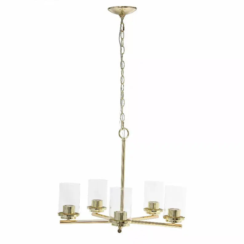 Lalia Home 5-Light 20.5" Classic Contemporary Clear Glass and Metal Hanging Pendant Chandelier All The Rages, Inc.