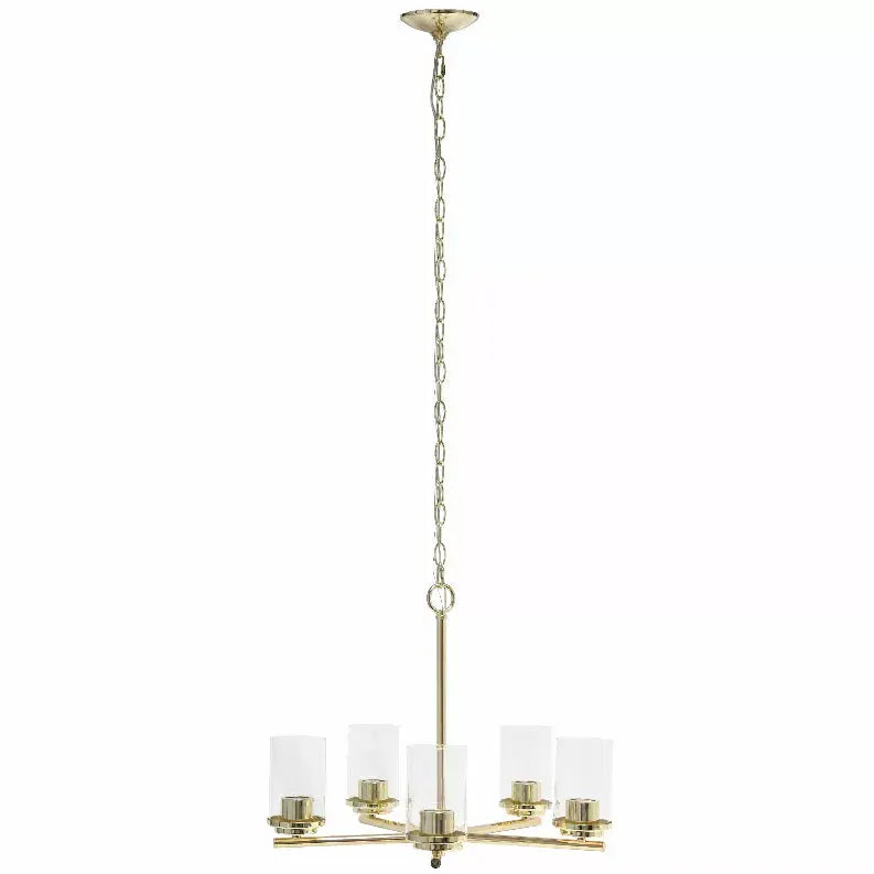 Lalia Home 5-Light 20.5" Classic Contemporary Clear Glass and Metal Hanging Pendant Chandelier All The Rages, Inc.