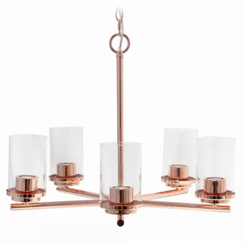 Lalia Home 5-Light 20.5" Classic Contemporary Clear Glass and Metal Hanging Pendant Chandelier All The Rages, Inc.