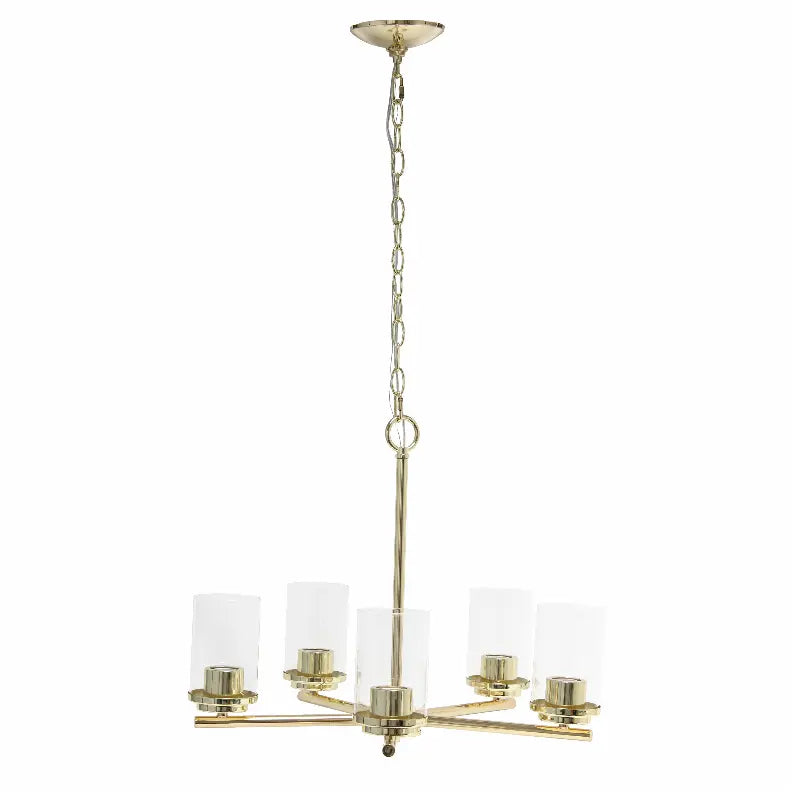 Lalia Home 5-Light 20.5" Classic Contemporary Clear Glass and Metal Hanging Pendant Chandelier All The Rages, Inc.