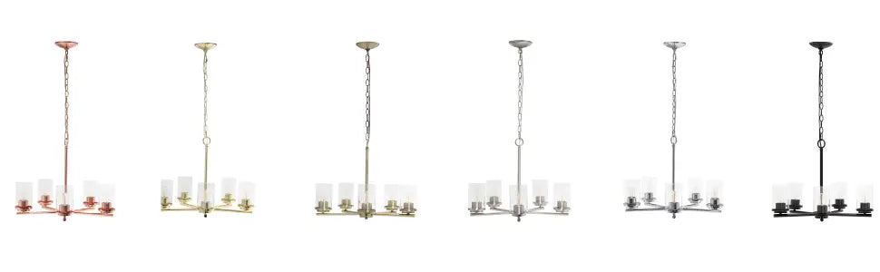 Lalia Home 5-Light 20.5" Classic Contemporary Clear Glass and Metal Hanging Pendant Chandelier All The Rages, Inc.