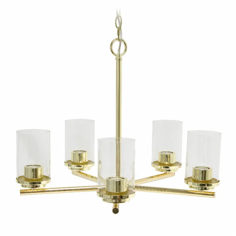 Lalia Home 5-Light 20.5" Classic Contemporary Clear Glass and Metal Hanging Pendant Chandelier All The Rages, Inc.