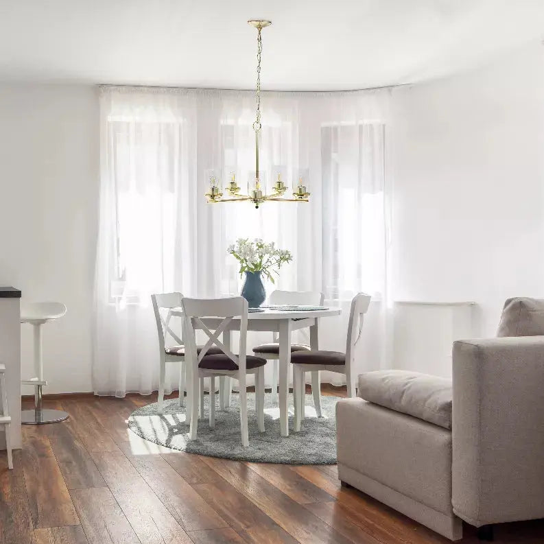 Lalia Home 5-Light 20.5" Classic Contemporary Clear Glass and Metal Hanging Pendant Chandelier All The Rages, Inc.