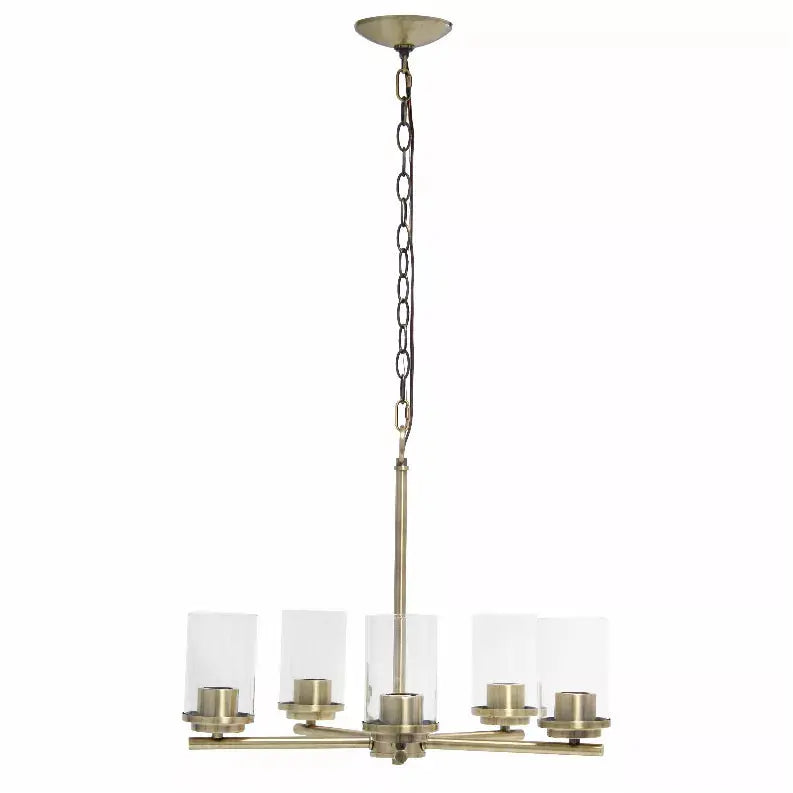 Lalia Home 5-Light 20.5" Classic Contemporary Clear Glass and Metal Hanging Pendant Chandelier All The Rages, Inc.