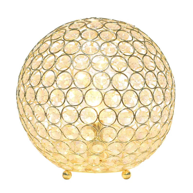Lalia Home Elipse Medium Contemporary Metal Crystal Round Sphere Glamourous Orb Table Lamp All The Rages, Inc.