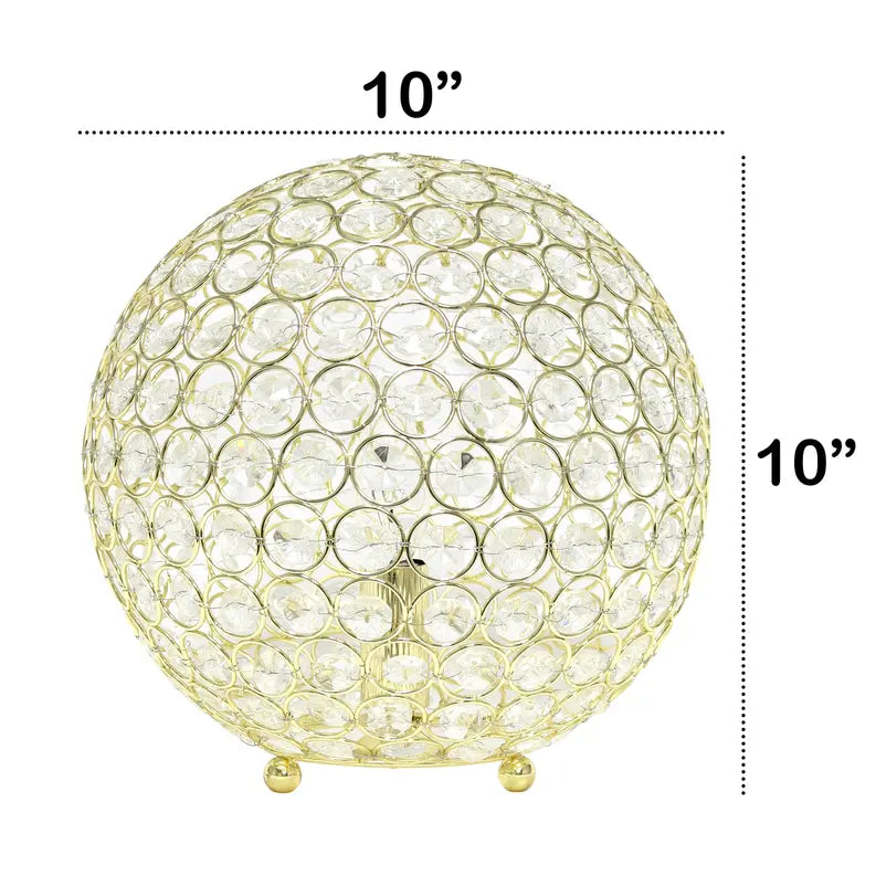 Lalia Home Elipse Medium Contemporary Metal Crystal Round Sphere Glamourous Orb Table Lamp All The Rages, Inc.