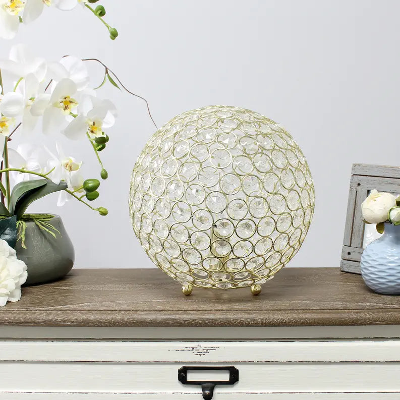 Lalia Home Elipse Medium Contemporary Metal Crystal Round Sphere Glamourous Orb Table Lamp All The Rages, Inc.