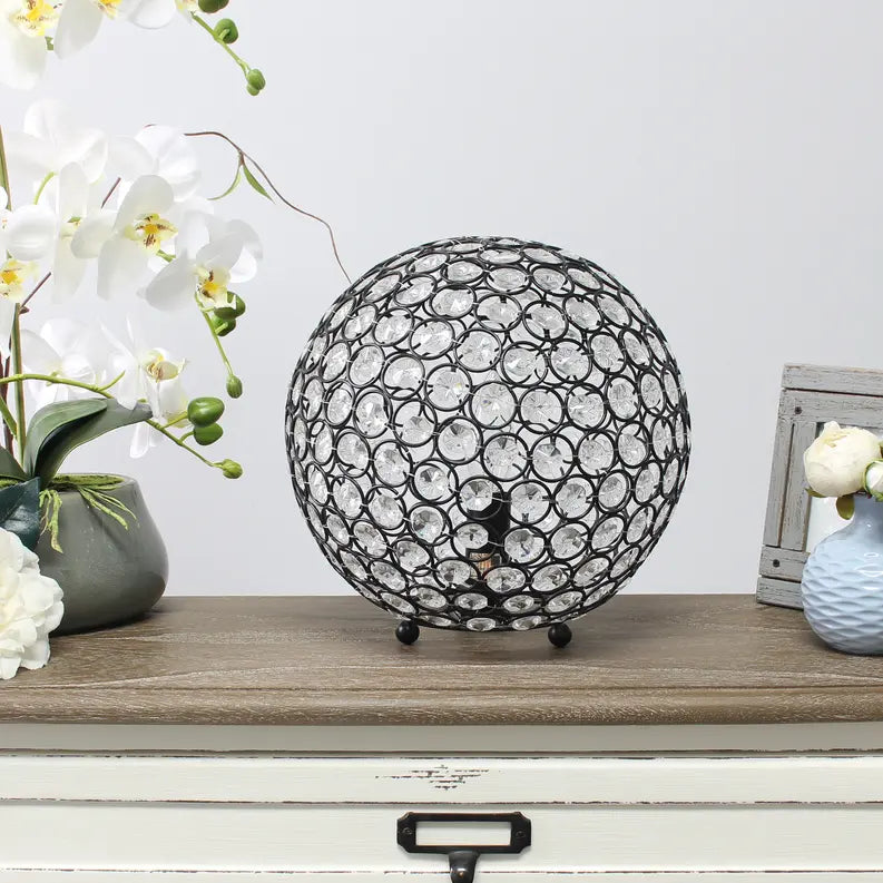 Lalia Home Elipse Medium Contemporary Metal Crystal Round Sphere Glamourous Orb Table Lamp All The Rages, Inc.