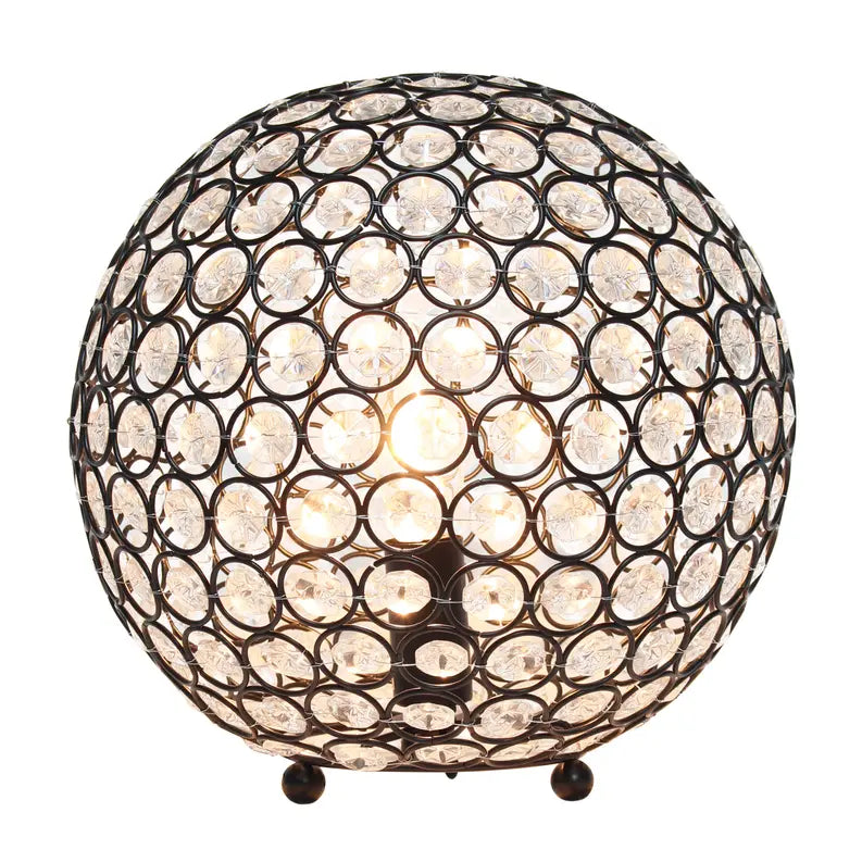 Lalia Home Elipse Medium Contemporary Metal Crystal Round Sphere Glamourous Orb Table Lamp All The Rages, Inc.