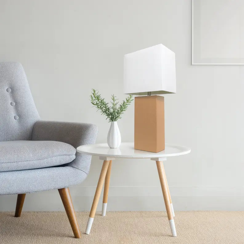 Lalia Home Lexington Leather Base Modern Home Decor Bedside Table Lamp All The Rages, Inc.