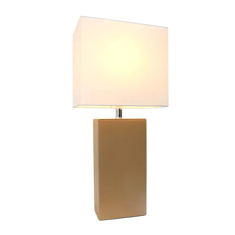 Lalia Home Lexington Leather Base Modern Home Decor Bedside Table Lamp All The Rages, Inc.
