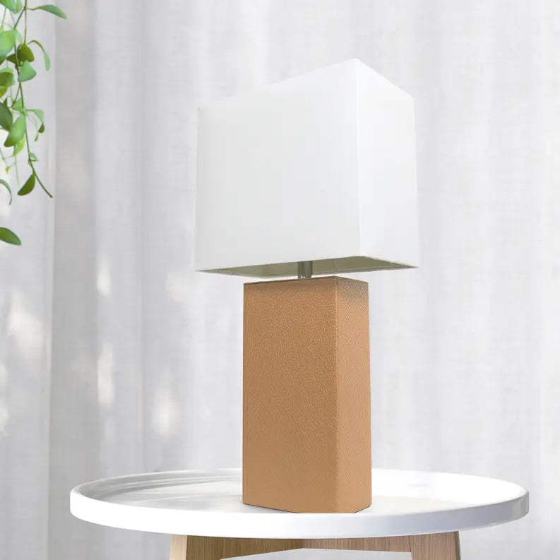 Lalia Home Lexington Leather Base Modern Home Decor Bedside Table Lamp All The Rages, Inc.