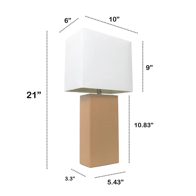 Lalia Home Lexington Leather Base Modern Home Decor Bedside Table Lamp All The Rages, Inc.