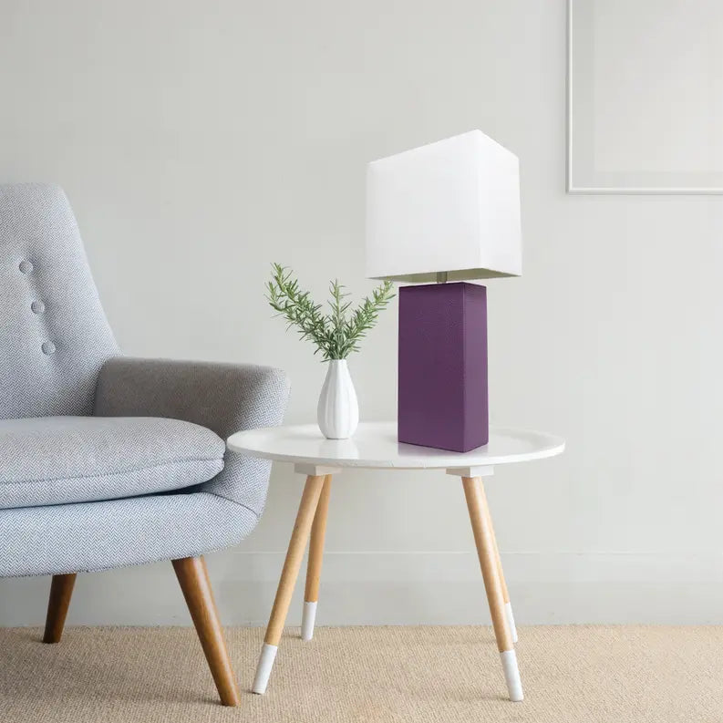 Lalia Home Lexington Leather Base Modern Home Decor Bedside Table Lamp All The Rages, Inc.
