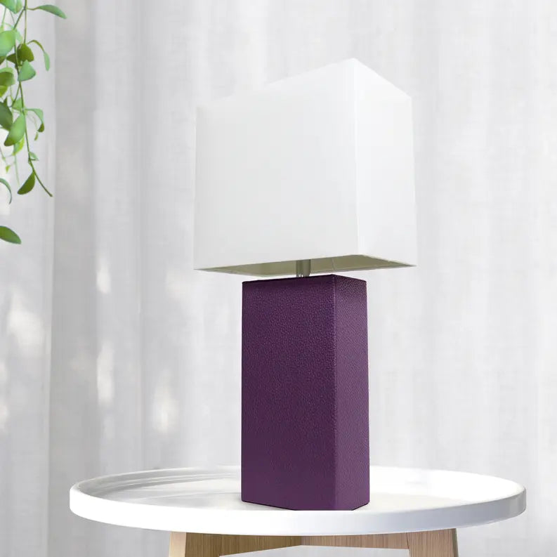Lalia Home Lexington Leather Base Modern Home Decor Bedside Table Lamp All The Rages, Inc.