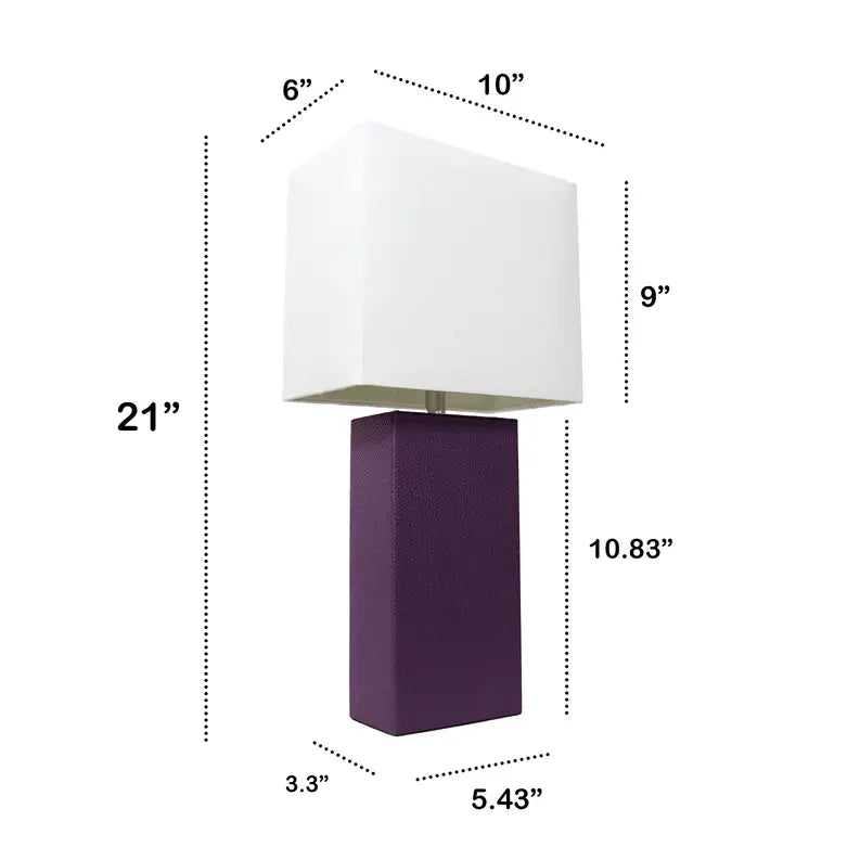 Lalia Home Lexington Leather Base Modern Home Decor Bedside Table Lamp All The Rages, Inc.