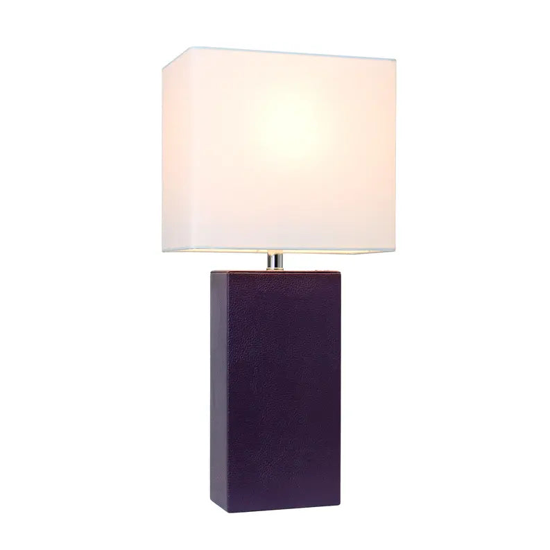 Lalia Home Lexington Leather Base Modern Home Decor Bedside Table Lamp All The Rages, Inc.
